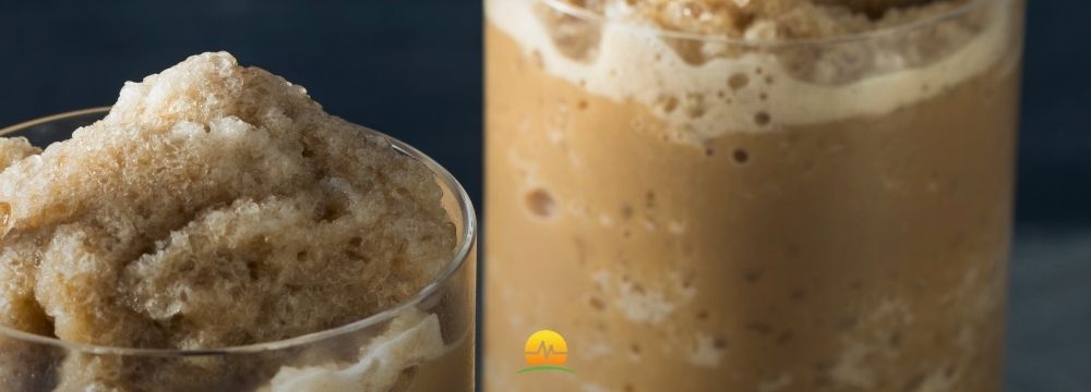 Two clear cups filled with Chocolate Hazelnut Frappe