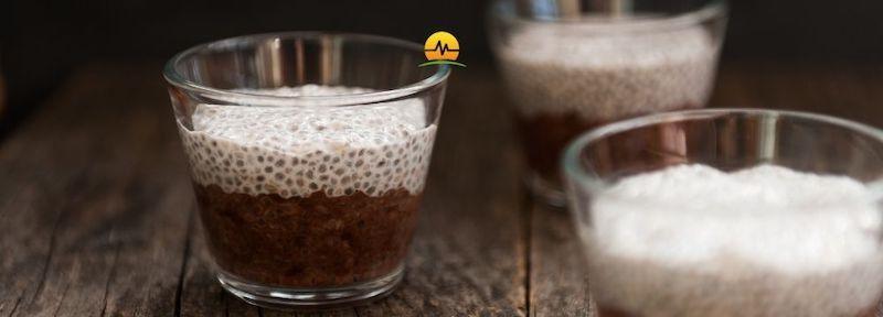 Caramel and Chocolate Protein Chia Pudding cups offer a high protein, low calorie dessert 